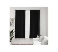 vidaXL - Rideaux occultants aspect lin - 2x avec crochets - Anthracite 140x175 cm