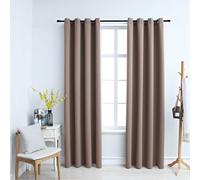 vidaXL 2X Rideaux Occultants avec Anneaux Occultant à Oeillet Chambre à Coucher Fenêtre Salon Bureau Maison Intérieur Métal Taupe 140x225 cm