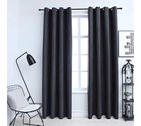 Vidaxl Rideaux Occultants Avec Anneaux Métal 2pcs Anthracite 140x225cm