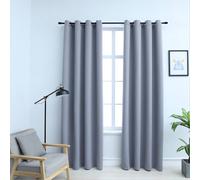 Vidaxl Rideaux Occultants Avec Anneaux En Métal 2 Pcs Gris 140x175 Cm
