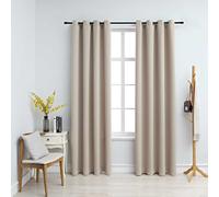 Gordijn verduisterend met metalen ringen 2 st 140x245 cm beige134444