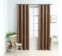 vidaXL Rideaux occultants 2 pièces à œillet, velours beige 140x175 cm
