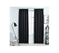 Rideaux occultants avec crochets 2 pcs Noir 140x225 cm