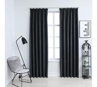 Gordijnen verduisterend met haken 2 st 140x175 cm antraciet134461