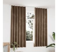 vidaXL 2X Rideaux Occultants avec Crochets Occultant à Oeillet Chambre à Coucher Fenêtre Salon Salle de Séjour Maison Intérieur Velours Beige 140x175 cm