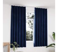 2x Rideaux Occultants avec Crochets Velours Bleu Foncé 140x175 cm Salon vidaXL