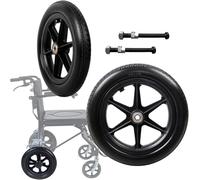 2X Roues De Fauteuil Roulant, 12 Roues Arrière en PU Solide pour Fauteuil Roulant, Ensemble De roulettes, avec Roulement, Résistant à L’Usure, Roues De Remplaceme, Black, 30cm-12inch
