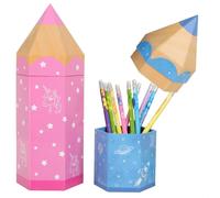 2x Sac Cadeau, Emballage Cadeau Pour Les Débutants À L'école, Cône D'école En Forme De Crayon, Boîte En Carton Stable Pour Le Matériel Scolaire (2 Pièces - Bleu + Rose)