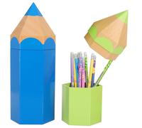 2x Sac Cadeau, Emballage Cadeau Pour Les Débutants À L'école, Cône D'école En Forme De Crayon, Boîte En Carton Stable Pour Le Matériel Scolaire (2 Pièces - Vert + Bleu)