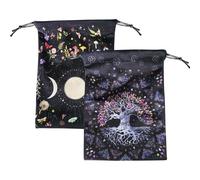 2X Sac De Carte De Tarot,Phase La Lune/arbre Vie,Pochette À Bijoux En Velours Avec Cordon,boîte De Protection,Petit Sac En Velours, De Rangement De Tarot Pour Dice Pour Dés Oracle,Runes,bijoux