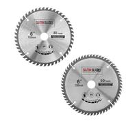2x Saxton TCT lames de scie circulaire 150 mm x 20 mm alésage 48 et 60 dents + 16 mm et 10 mm bague compatible avec Ryobi Bosch Makita Dewalt