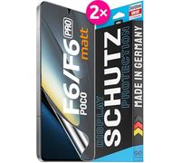 2x se® Film de Protection 3D Antireflet pour Xiaomi Poco F6 / F6 Pro, Auto-réparateur, Compatible Empreinte & FaceID, Installation Sans Bulles, Résistant aux Chocs et Rayures, Fabriqué en Allemagne