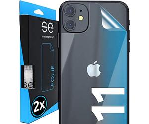 2x se® Film de Protection 3D pour Apple iPhone 11 - Arrière Transparent, Auto-réparateur, Facile à Installer sans Bulles, Ultra-Clair, Protège Contre Saleté, Rayures, Fabriqué en Allemagne