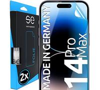 2x se® Film de Protection 3D Transparent pour Apple iPhone 14 Pro Max, Auto-réparateur, Compatible Empreinte & FaceID, Installation Sans Bulles, Résistant aux Chocs et Rayures, Fabriqué en Allemagne