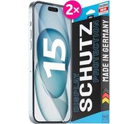 2x se® Film de Protection 3D Transparent pour Apple iPhone 15, Auto-réparateur, Compatible Empreinte & FaceID, Installation Sans Bulles, Résistant aux Chocs et Rayures, Fabriqué en Allemagne
