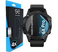 2x se® Film de Protection 3D Transparent pour Garmin Fenix 6X Pro (51mm), Auto-réparateur, Compatible Empreinte & FaceID, Installation Sans Bulles, Résistant aux Chocs et Rayures,Fabriqué en Allemagne