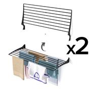 2x séchoir à linge mural en aluminium, pour l'intérieur et l'extérieur - Foxydry Fold 116 cm noir
