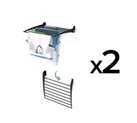 2x Séchoir à linge mural, pliable et inoxydable - Foxydry Fold Down 60 cm noir