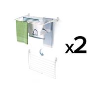 2x Séchoir à linge mural pour balcon et terrasse, peu encombrant - Foxydry Fold Down 80 cm blanc
