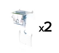 2x séchoir à linge pliable pour montage mural, séchoir à linge pour petites surfaces - Foxydry Fold Down 60 cm blanc