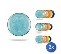 2X Service De Table 18 Pièces En Grès Caribe, Assortis