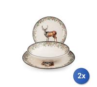 2X Service De Table 18 Pièces Montana En Grès Décoré.