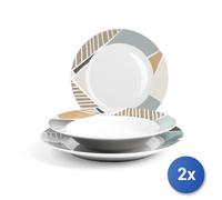 2X Services De Table 18 Pièces Mosaïque Maison