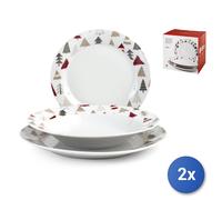 2X Services De Table 18 Pièces Winterly En Porcelaine Décorée Maison