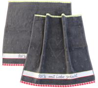 2x Serviettes 100% Liebe Kracht Cuisine Seviette Éponge Cœur Cuisiner Cuire Gris