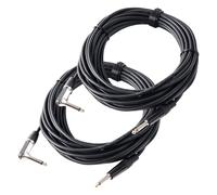 2x Set 10m Câble de Guitare Jack 6,3mm 1/4'' Angle pour Instruments Stereo Noir