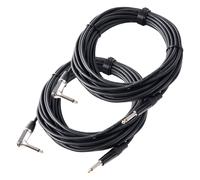 2x Set 10m Câble de Guitare Jack 6,3mm 1/4'' Angle pour Instruments Stereo Noir