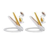 2x Siège de Toilette et Couvercle Plastique Blanc et Jaune Abattant WC vidaXL