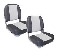 2x Sièges Pilot Chaise de Bateau Assise Pilot Similicuir Gris et Blanc 490 x 400 x 390 mm