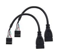 2X Simple USB 2.0 Type A Femelle vers Carte Mère 10 Broches Femelle Câble Rallonge 17.5CM Noir