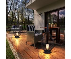 2x Solaire LED Extérieur Pendues Lampe Terrasse Cour Cage Design Filament Pied