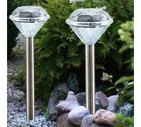 Lot de 2 lampe à prise extérieure LED SOLAR éclairage losange design jardin lampe à piquer au sol