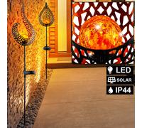 2x Solaire LED Fiche Lumières Extérieur Jardin Flammes Design Verre Boule Lampes
