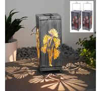 2x Solaire LED Lanternes Fleurs Décor Balcon Jardin Pendues Stand Lampes Argent