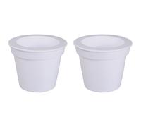 2x Solar LED Pot de fleurs Pot de fleurs lumineux Éclairage solaire du pot de fleurs, blanc satiné, batterie LED blanc neutre, H 19 cm