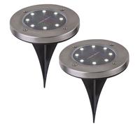2x Solar Spot extérieur Lampe en acier inoxydable Imperméable OUTDOOR Éclairage de chemin Jardin Terrasse Pelouse Allée Piquet de terre Lampe de sol