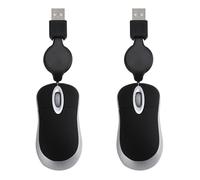 2X -Souris Filaire USB Câble Rétractable Petite Souris Minuscule 1600 DPI Souris de Compactes Optiques pour Windows 98 2000 XP Vista Ve