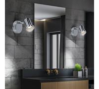 Spot mural orientable LED applique murale chrome spot lampe de lit chambre, 5W 400lm blanc chaud, lot de 2
