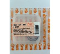 2x STIHL d'origine segments de piston 42370343001 34x1,2mm HS 82 87 SR BR 200 BG SH 56 86 MM 56