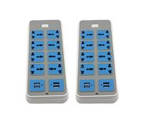 2x Strip Surge Protector with 4 Usb And 8 Outlets Ports 6.5 Feet Extension Cord 3000w 16a for Home