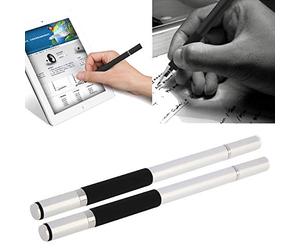 2X subtel Stylo à Bille et Stylet Couleur Argent pour écran Tactile 2 en 1 avec Pointes à Disque Compatible avec iPad, iPhone, Samsung, Kindle Fire et Autres appareils tactiles