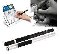 2X subtel Stylo à Bille et Stylet Couleur Noir Argent pour écran Tactile 2 en 1 avec Pointes à Disque Compatible avec iPad, iPhone, Samsung, Kindle Fire et Autres appareils tactiles