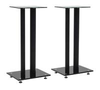 2x Support Haut-parleur Verre Trempé 2 Colonnes Argenté Pieds Enceintes vidaXL