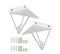 2x Supports D'étagère Triangle Blanc, Equerre Pour Etagere en Épingle Cheveux Métal, Support D'étagère Flottants Solides Robustes, Equerre Pour Etagere Muraux+vis+ancrages,White-23x19cm/9.1*7.5in