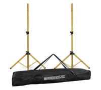 2x Supports Trepied en Acier Dore Pieds Enceinte Haut-Parleur Statif Reglable