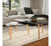 2x Table Basse Bois de Pin Massif Noir Table de Salon Table d'Appoint vidaXL